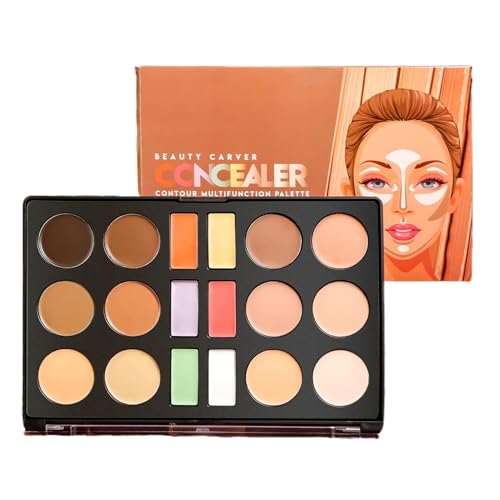 Celuicion Crema correctora para mujer, crema correctora de color, 18 colores, crema de base de maquillaje, paleta de belleza multifuncional para pieles grasas, secas y sensibles