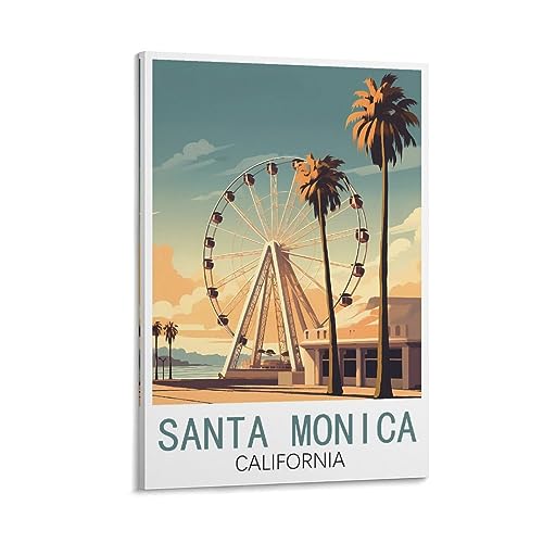 Poster Santa Monica California vintage de voyage 60x90 cm decoration murale chambre