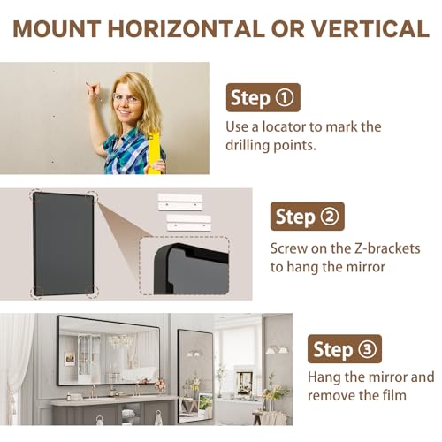 Image of pertetey 72 x 40 in Rounded Rectangle Bathroom Mirror