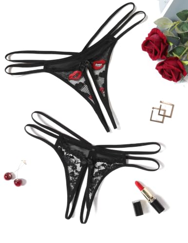 Image of Avidlove Women Lace Panties Floral Lace Briefs Mesh Hollow Out G-String Thongs T-back Underwear 1-4 Pack