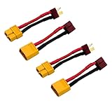 LinsyRC T型プラグオスコネクタはXT90メスコネクタアダプターに変換、ラジコンリポRC Lipo NiMHバッテリー充電器用 (XT60 - Tプラグ)