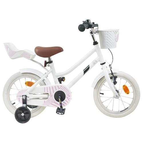 vidaXL Vélo pour enfant de 40,6 cm (16 pouces) pour 4-6 ans - Blanc - Vélo classique pour enfant - Cadre en acier sûr - Vélo facile à monter à la cheville