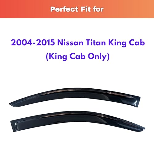 Image of KPY Rain Guards Fit for 2004-2015 Nissan Titan King Cab, Out-Channel Window Visors Vent Wind Deflectors 2PC, Truck Accessories for 04-15 Titan (Extended Cab Only)