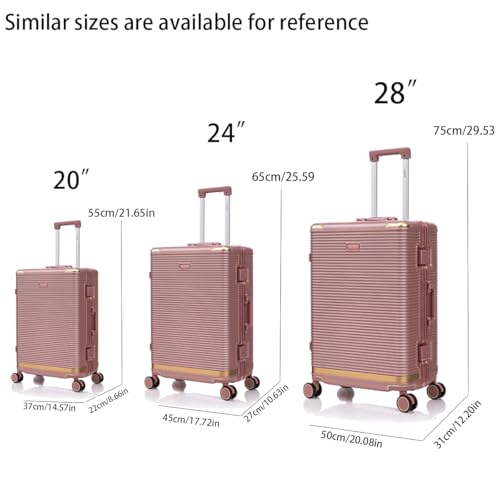 3 Piece Luggage Set, Sleek PC Hardside Suitcase with Spinner Wheels, Durable Aluminum Frame with Integrated Lock for Travel (20/24/28 Inch) (Black)2