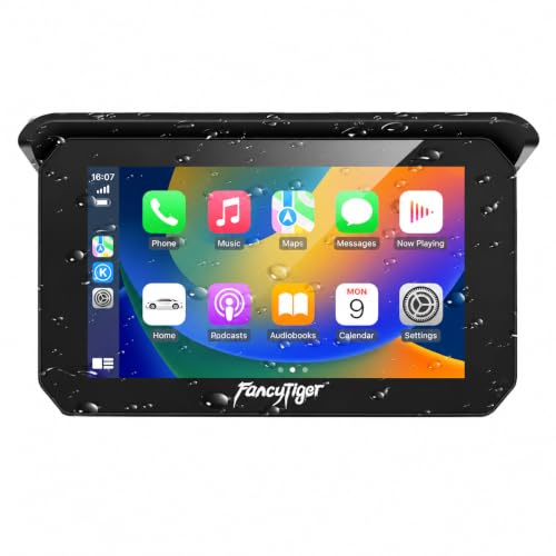 FancyTiger Motorcycle Carplay & Motorcycle Android Auto, 6 Inch IPS Motorbike GPS Touch Screen, Motorbike GPS Navigation System, WiFi, Bluetooth, Waterproof, Support Siri/Google Assistant