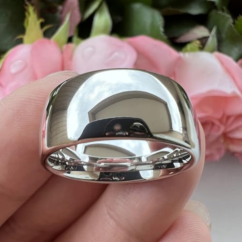 Image of TUTISS 2mm 3mm 4mm 5mm 6mm 7mm 8mm 10mm White Tungsten Rings for Men Women Engagement Wedding Bands Domed Polished Shiny Comfort Fit