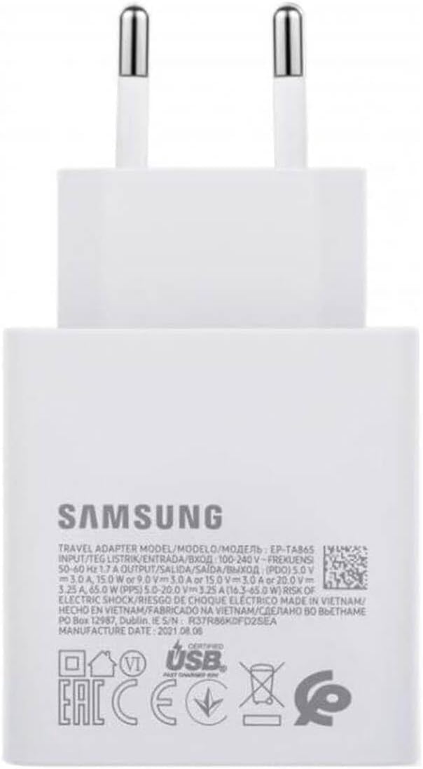 EP-TA865 Ladegerät Netzteil Travel Adapter Super Fast Charging 65W Kompatibel mit Samsung USB Typ C Type-C Weiß Bulk (ohne Verpackung) (1)