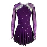 LIUHUO Skating-Rock, Damenkostüm, Mädchen, einfaches, großzügiges Eiskunstlaufkleid für Damen, violett, 12-15 Jahre