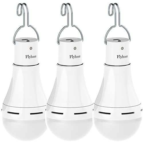 FLYHOOM Portable USB Bulb Lights Indoor Rechargeable LED Bulb Lamp for Emergency, Camping Tent Light Bulb, Shed, Barn, Outdoor, Daylight