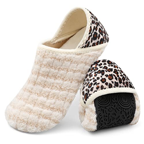 XIHALOOK Mens Closed Toe Indoor Slippers House Shoes BeigeStripe, 9-9.5 Men by XIHALOOK - Used condition - US$18.90