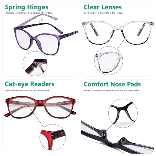 Image of Eyekepper 4 Pack Oversized Reading Glasses - Cat Eye Design Readers for Women Reading +2.75