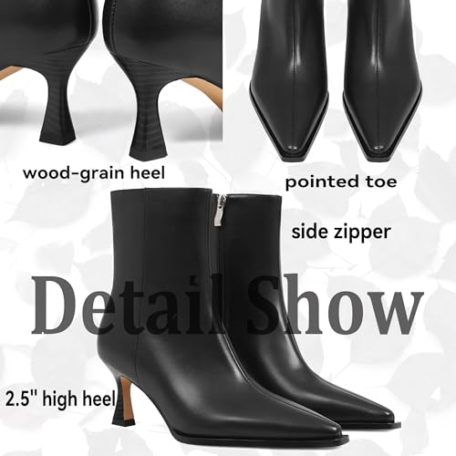 Image of Womens Brown Suede Fall Boots with Side Zip, Ankle, Mid Calf, Pointed Toe, Kitten Heel, Dressy, Short Boots