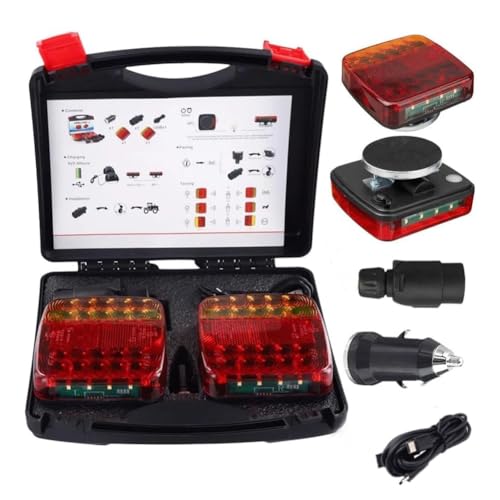 Wireless Magnetic Trailer Lights 2025 Upgrade LED Tow Light Kit Rechargeable & Portable for Trucks, RVs, Campers, Boats, Caravans, Wreckers