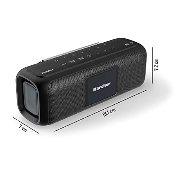 Karcher DAB Go - Altoparlante portatile Bluetooth e radio digitale DAB , radio FM con display a colori da 2, 4", suono stereo da 5 Watt, batteria USB-C, colore: Nero