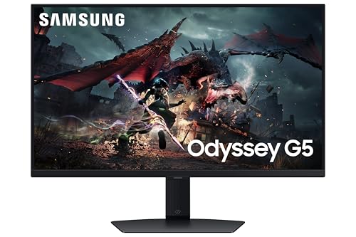 Image of Samsung 32 inch (80cm) Odyssey G5 Fast IPS 2K Gaming Monitor|QHD 2560 x 1440|180 Hz|1ms|350nits|HDR 400|AMD FreeSync|Ports-DP,HDMI,Headphone|Height-Tilt-Pivot Adjustable Stand|LS32DG500EWXXL|Black