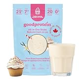 Good Protein Poudre de protéine végétale végétalienne 100 % naturelle, sans OGM, sans produits laitiers, sans gluten, sans soja, sans sucre ajouté et rien d'artificiel. Cupcake à la vanille tout en un shake 440 g Good Protein Poudre de protéine végétale végétalienne 100 % naturelle, sans OGM, sans produits laitiers, sans gluten, sans soja, sans sucre ajouté et rien d'artificiel. Cupcake à la vanille tout en un shake 440 g