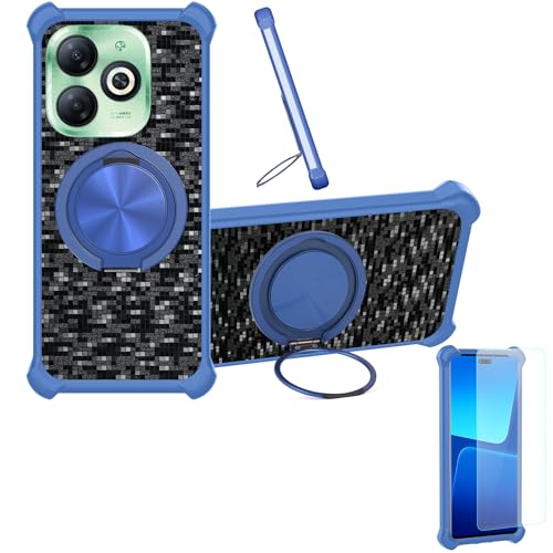 �Ή� Infinix Smart 8 Pro �P�[�X Phone Case [1�� 9H+�d�x���� �K���X�t�B����][360°��]���X�^���h�A�}�O�l�b�g��]CX-13-LAN