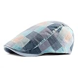 Gorra Newsboy para hombres y mujeres, ajustable, colorida, a cuadros, sombrero plano, Azul / Patchwork, Medium