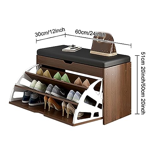 Banc range-chaussures 60x30x51 cm avec tiroir abattant et coussin