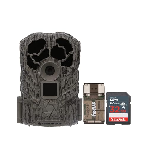 Stealth Cam Browtine 16MP, Durable, 60 Feet Infrared Detection Range, and Burst Mode Trail Camera Bundle with High Speed USB 2.0 Card Reader, and 32GB Ultra SDHC UHS-I Memory Card (3 Items)