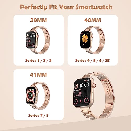 MoKo Slim Metal Band Compatible with Apple Watch Series 11/10 42mm, 9/8/7 41mm, SE3/SE2/SE/6/5/4 40mm, 3/2/1 38mm - Image 2