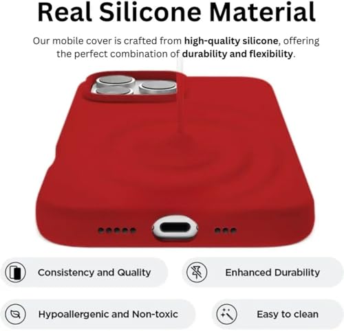 Image of Premium Liquid Silicone Case for iPhone 16 Pro - Slim Full Body Protective Back Cover with Soft Microfiber Lining, Anti-Slip Grip Scratch Resistant Phone Case (Red)