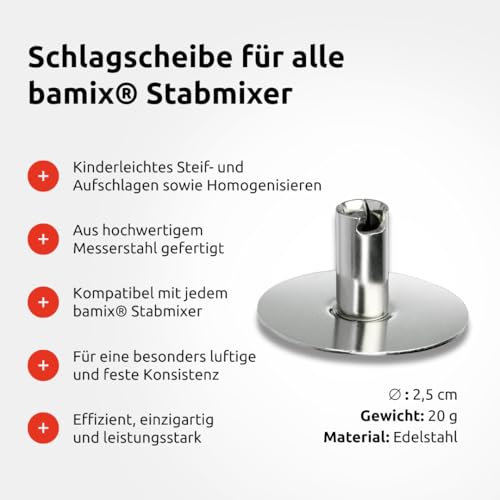 bamix Zubehör Schlagscheibe für alle bamix Stabmixer, Zum Steif schlagen und Aufschlagen, Edelstahl