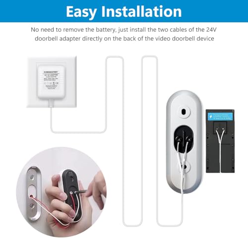 AMFUN Türklingel Transformator, 24V 500mA Türklingel Transformator, Video-Türklingel-Netzteil für Die meisten Versionen von Ring Doorbell, 8M (315\) langes Kabel
