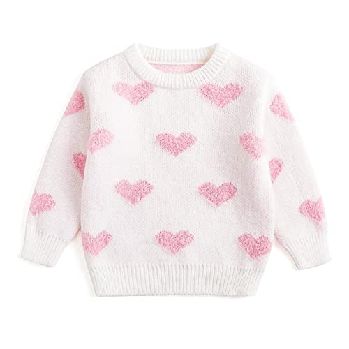 Curipeer Baby Girls Cute Heart-Print Pullover Sweater Turtleneck Longsleeve Thick Warm Knitted Sweater For Baby Girls 12-18 Months #TOP18