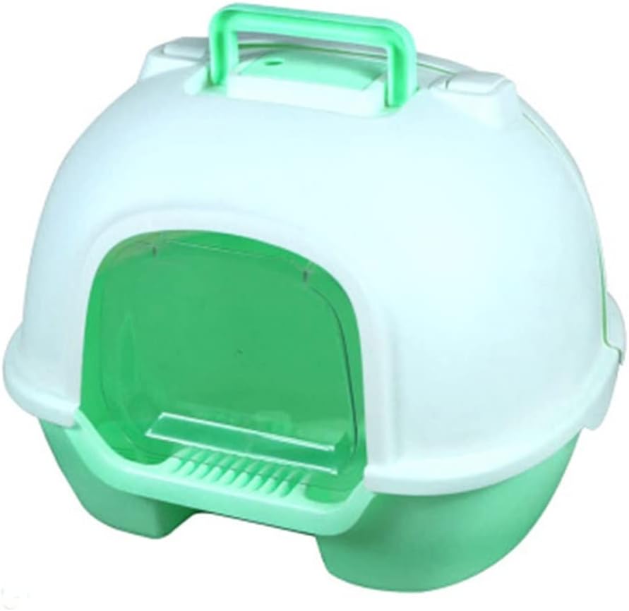 Portable Cats Litter Box Fully Enclosed Rear Flip Cat Toilet Splash Deodorant Pet Bowl Sand(A)