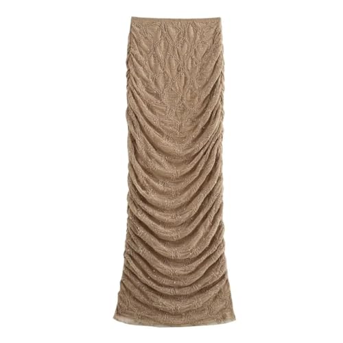 Women's Fashion Folds Casual Suit Wear Bright Chest Wrap Lace Top High Waist Midi Skirt4