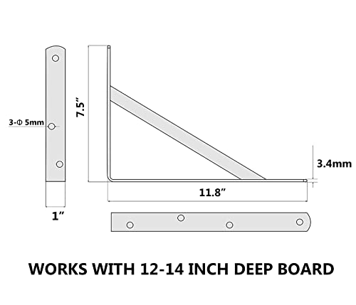 Neodrop ND-0812BSB 8-Pack 12 Inch Heavy Duty Shelf Brackets thumb #1
