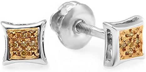 Yellow Diamond Kite Stud Earrings for Men