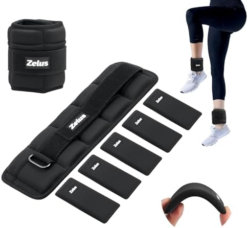 ZELUS Ultra Thin Adjustable Ankle Weights, 4/7/10 lb Fully Adjust...