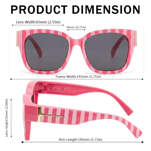 Image of SIPHEW Mirrored Sunglasses Polarized Fit Over Glasses for Women - Trendy Large Square w UV400 Protection Sun Glasses