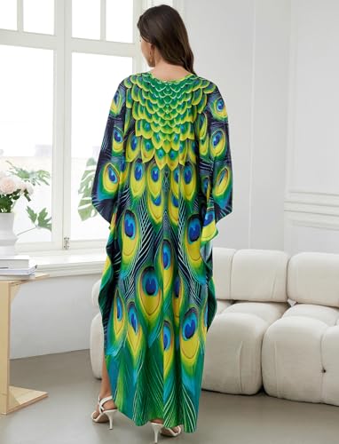 Image of KECVOT Kaftan Dresses for Women Plus Size Batwing Sleeve Caftans Long Bathing Suit Cover Up Maxi Beach Dress Loungewear