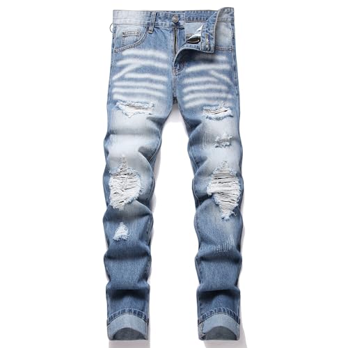 RXXKKK Men's Regular Slim Fit Jeans (36, 711 Blue)
