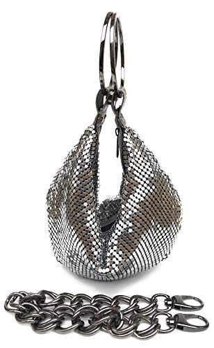 Vintage Evening Clutch Hobo Bag Wristlet Bucket Purse formal handbag for Party Wedding Prom Banquet (Gun Metal)