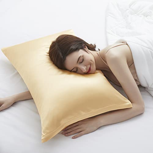 HommxJF Fronhas de cetim com zíper (51 x 91 cm), conjunto de 2 fronhas king size, fronha de seda dou