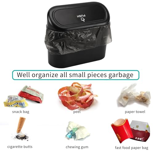 Image of Accmor Car Trash Can with Lid, Mini Auto Dustbin Garbage Organizer with 30 Pcs Plastic Trash Bag, Automotive Garbage Container Bin for Vehicle, Home, Office