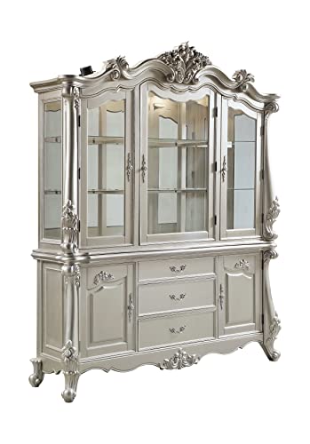 Acme Bently Wooden Hutch and Buffet with Glass Doors in