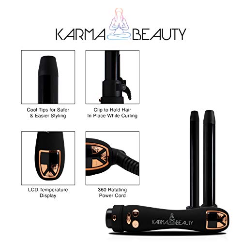 Automatic Curling Iron | Ceramic Curler | Lcd Display | 2 Interchangeable Tourmaline Barrels 3/4" & 1" | Dual Voltage | Creating Frizz-Free Styles With Shiny Curls | Instacurl | Karma Beauty | #TOP1
