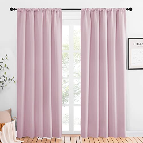 NICETOWN Living Room Curtains for Window - Energy Efficient & Noise Reducing Thermal Insulated Rod Pocket Blackout Drapes/Draperies for Living Room (B