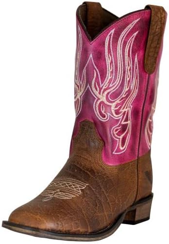 TuffRider Toddlers Arches Flame Embroidered Pink Shaft Square Toe Western Boots