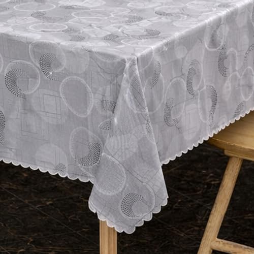 Image of Dakshya Industries PVC Waterproof Dining Table Cover 54x78 Inch for 6 Seater | Floral Printed Washable Oilproof Dustproof Table Cloth for Home Kitchen Dining Table (Opulent Nest)