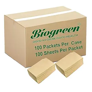 Biogreen L-fold/Table Top Napkin unbleached Refill - (10000 Sheets) || Pack of 100 Packets