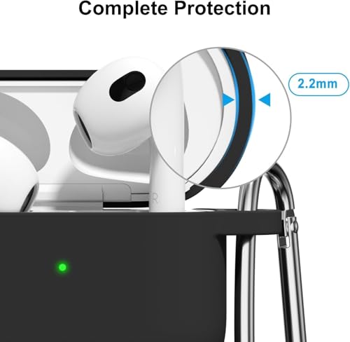 Image of Meyaar for Apple AirPods Pro 3 Case Cover with Keychain, Soft Skin Silicone Case Cover, Full Protective Case Cover Compatible with AirPods Pro (3rd Generation) Case 2025 (Black)