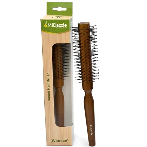 Image of Midazzle Wooden Bold Hair Brush for Women & Men | Natural Wooden Bristles Scalp Massage Comb | Anti-Static, Reduces Frizz & Hair Fall | Detangling Paddle Brush for Thick, Curly & Straight Hair (MIHB0047) (MIHB0045)