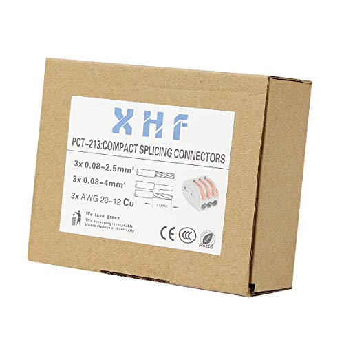 Image of 50 Pcs 222-413 Conductor Combination Compact Wire Connectors 3 Port Fast Connection Terminal 28-12 AWG Suitable for Multiple Types of Wires