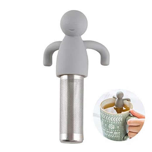 Leden Tea Infuser for Loose Leaf Tea Cute Tea Strainer Ball Stainless Steel Extra Fine Mesh Tea Steeper Filter for Cup Mug Silicone Handle Grey